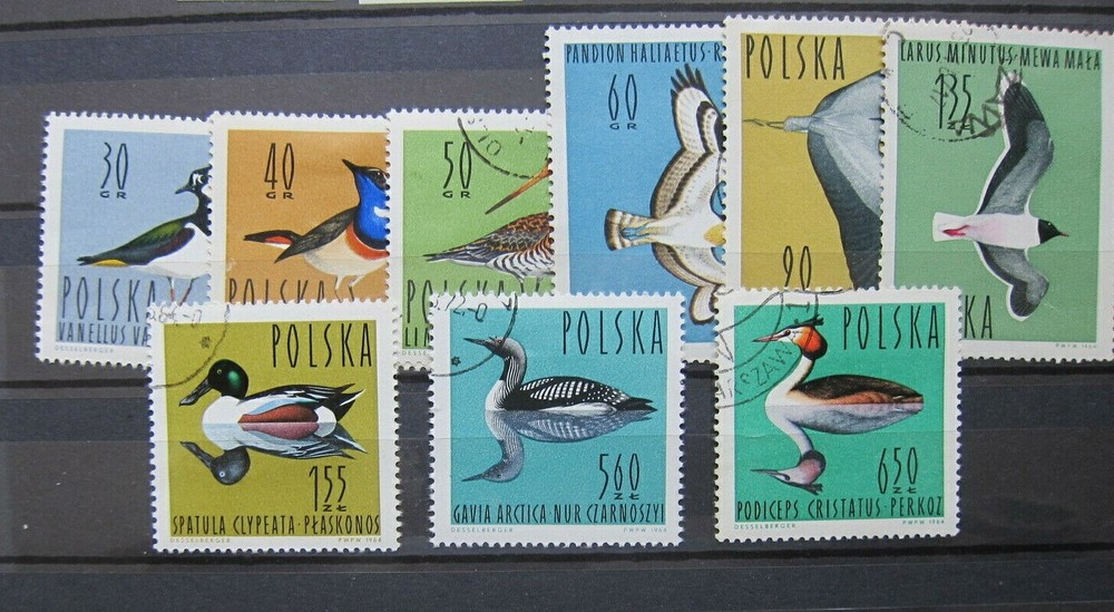 Poland, #1231-39 Birds full set, 9v, CTO