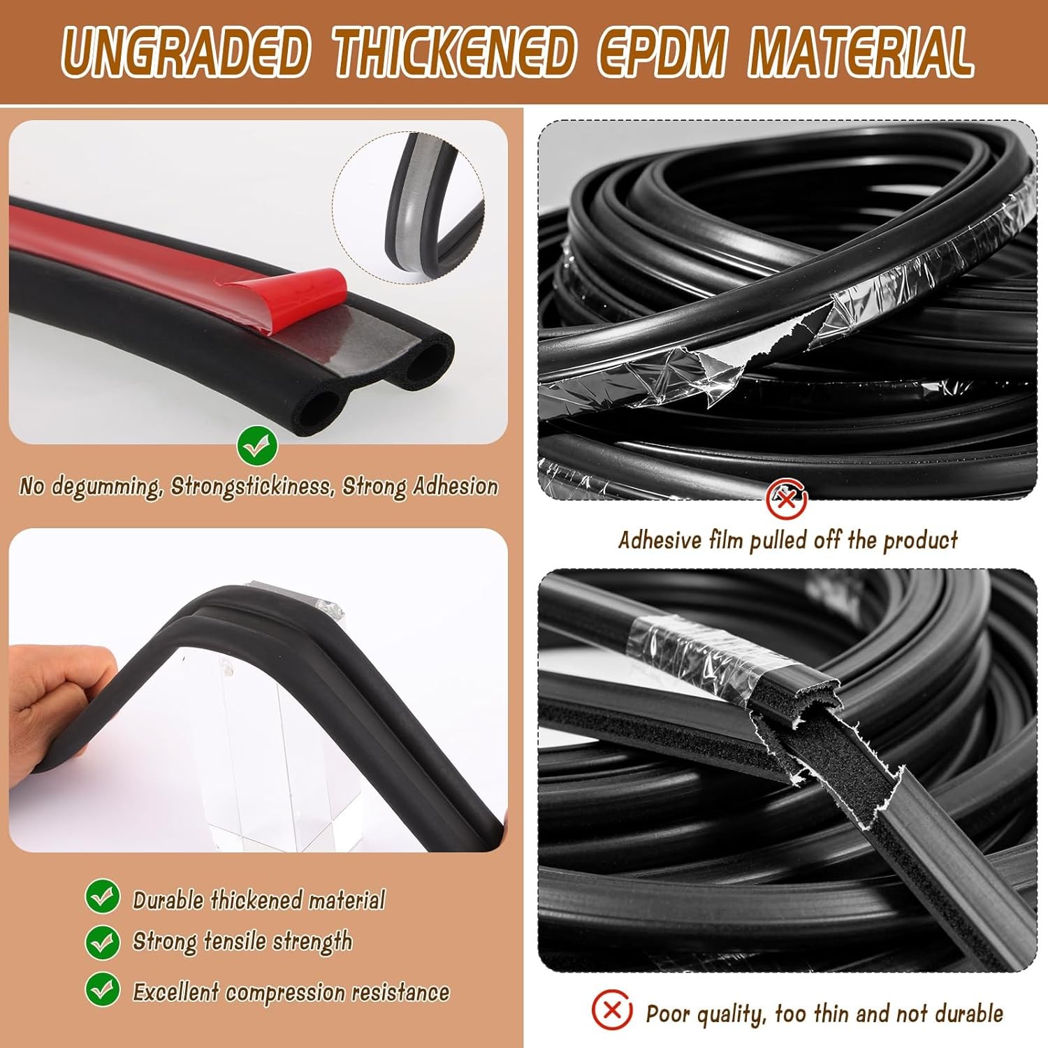 24.6 Ft Tonneau Cover Seal Strip, Universal Truck Bed Tailgate Seal Kit, Adhesiv