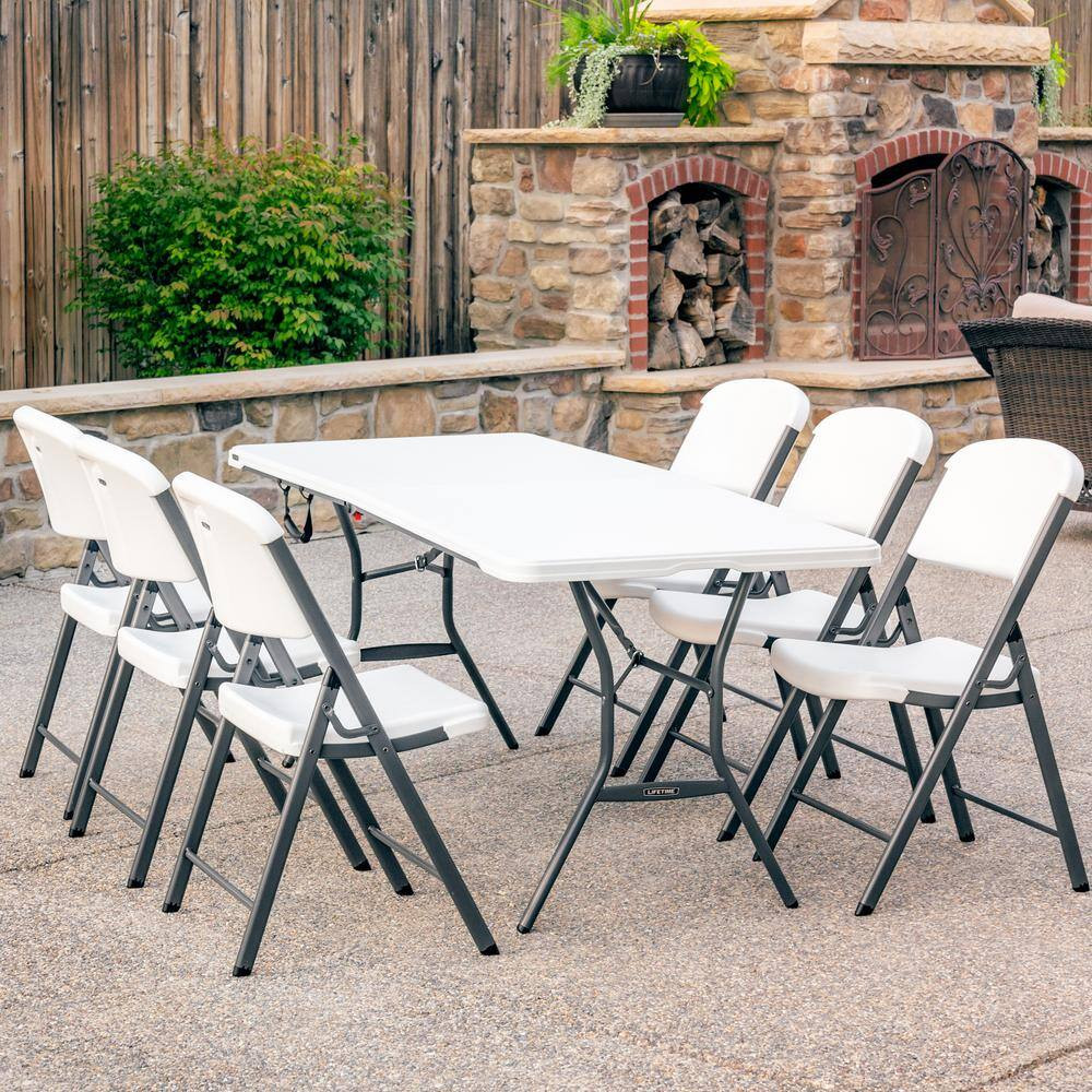 6 Ft. White Plastic Fold-In-Half Table (Light Commercial)