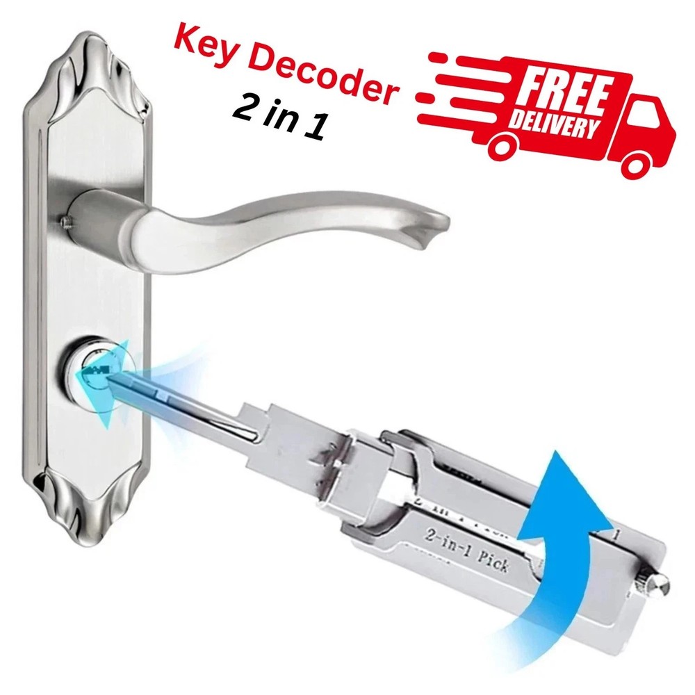 2 In 1 Stainless Steel Key Decoder & Precision Hook And Pickup Hand Tool Pickup