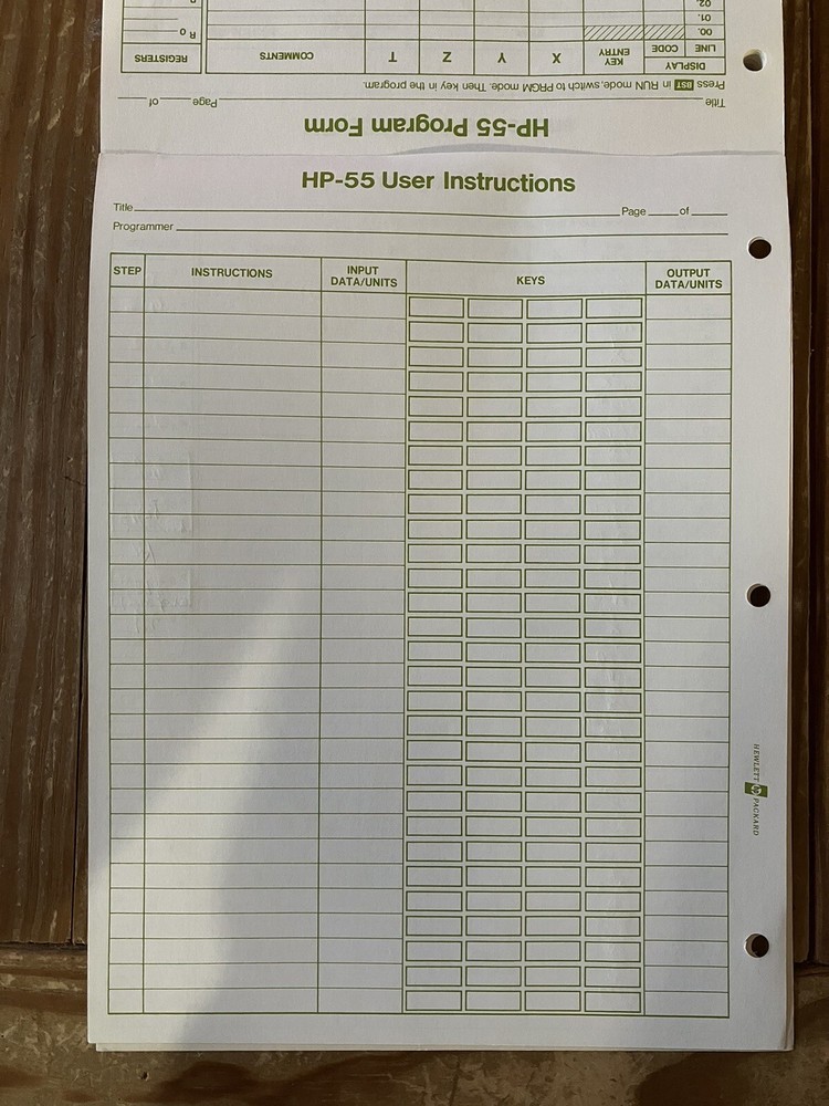 Hewlett Packard HP-55 Programming Pad