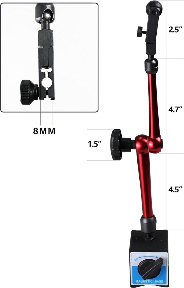 HFS R Magnetic Base Stand - 360° Adjustable Indicator Holder, 132lbs Max Pull