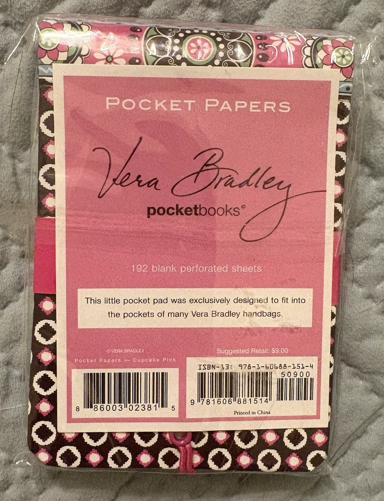Retired Vera Bradley Cupcake Pink Pocket Papers Notepad