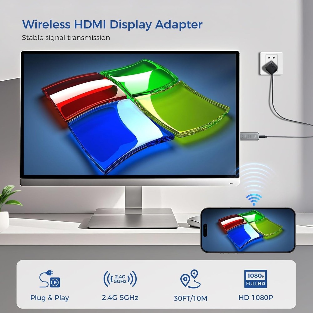 Wireless HDMI Transmitter & Receiver, 4K Decode, 1080P Output for Easy Streaming