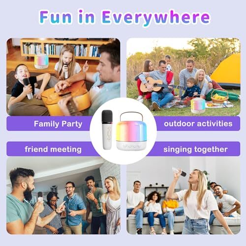 Karaoke Machine 2MIC Bluetooth Portable Speaker Wireless Microphone - White