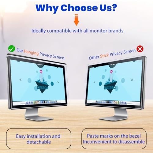 Blue Light Blocking Screen Protector for 24" 16:9 Computer Monitors, Removable
