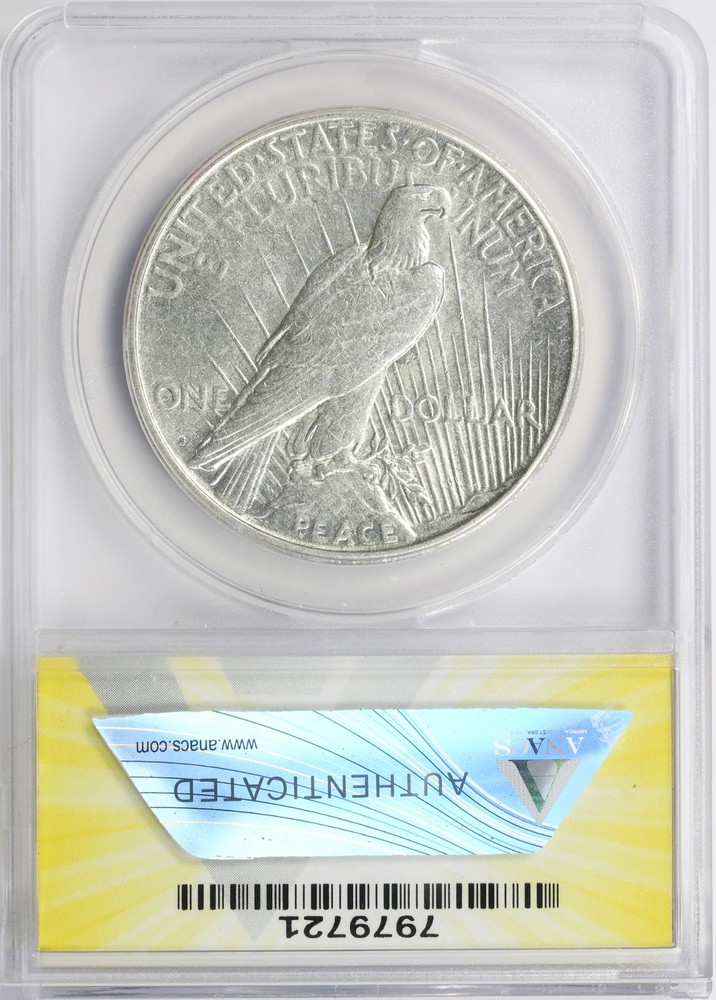 1925-S $1 Peace Silver Dollar ANACS AU50