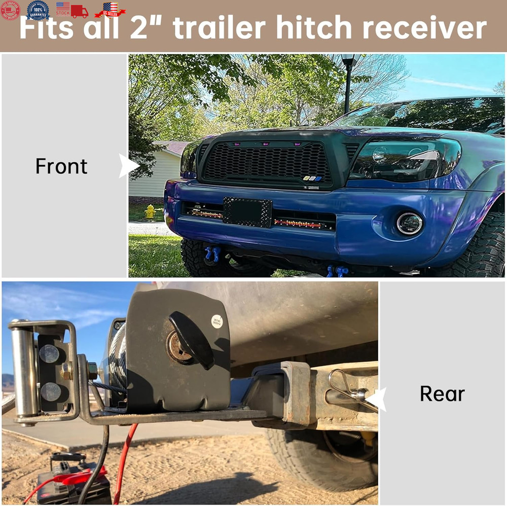 Universal 2" Receiver Trailer Hitch Winch Mount Plate Winch Mounting BracketW