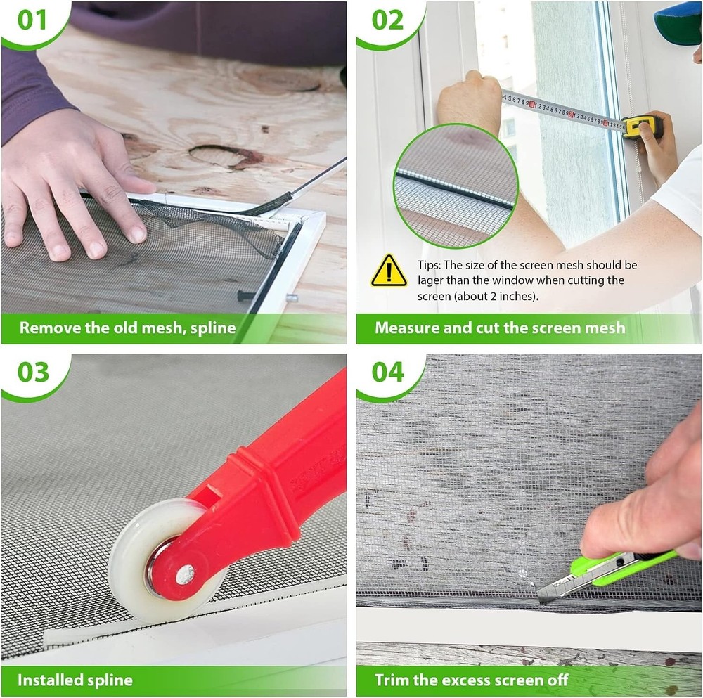 Window Screen Replacement Mesh Roll Adjustable for Patio Sliding Doors 48"x118"