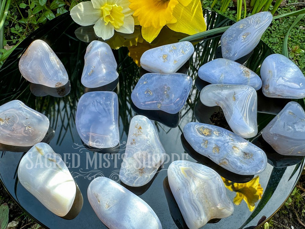Blue Chalcedony AA+ Tumbled Crystal Anger Management Tranquility Stability
