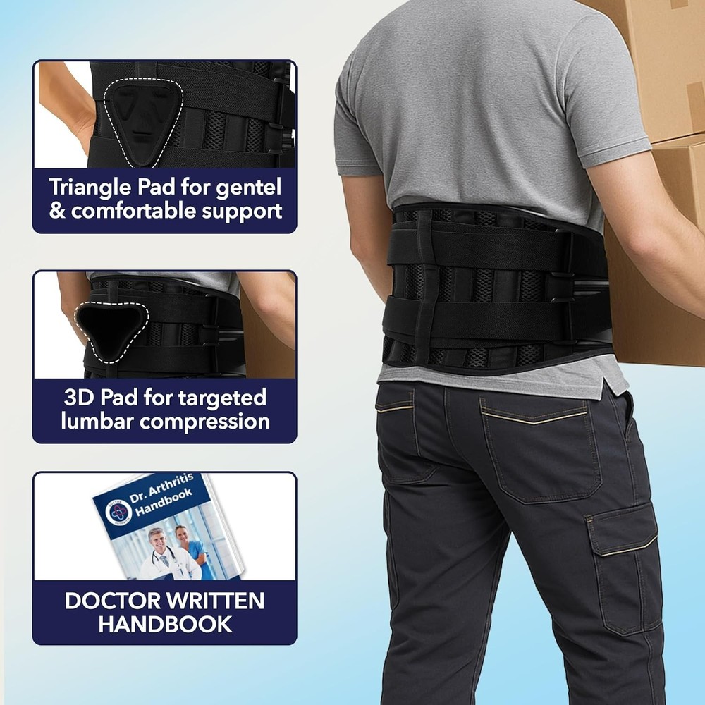 Dr. Arthritis Back Brace Support Belt - BLACK - Medium