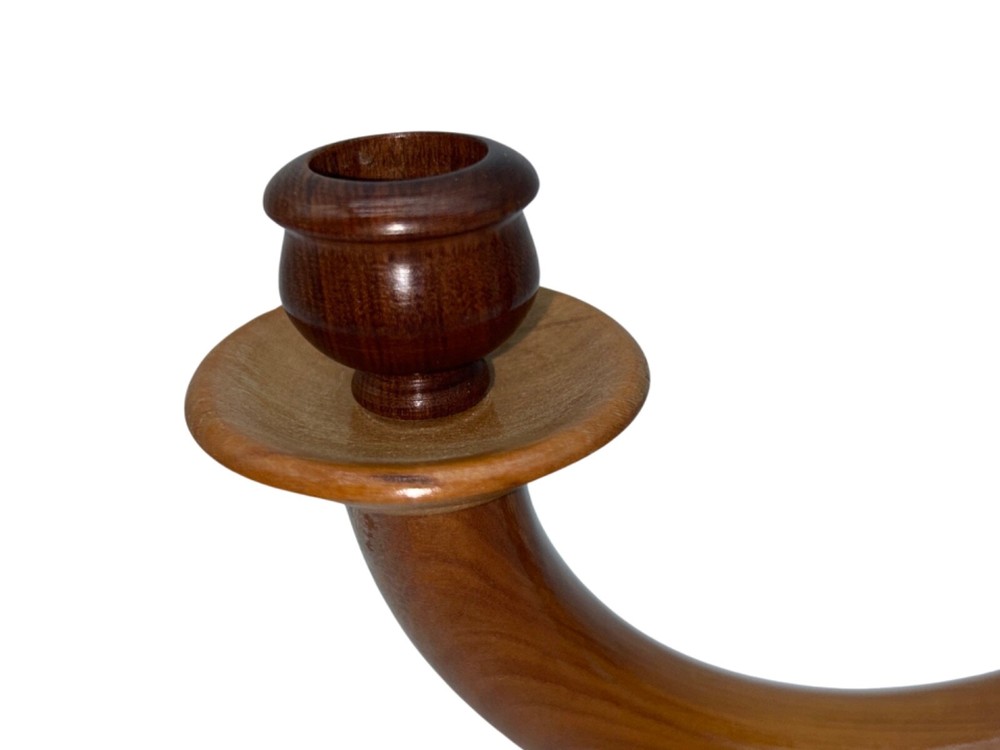 Wooden Candlelabra Two Arm