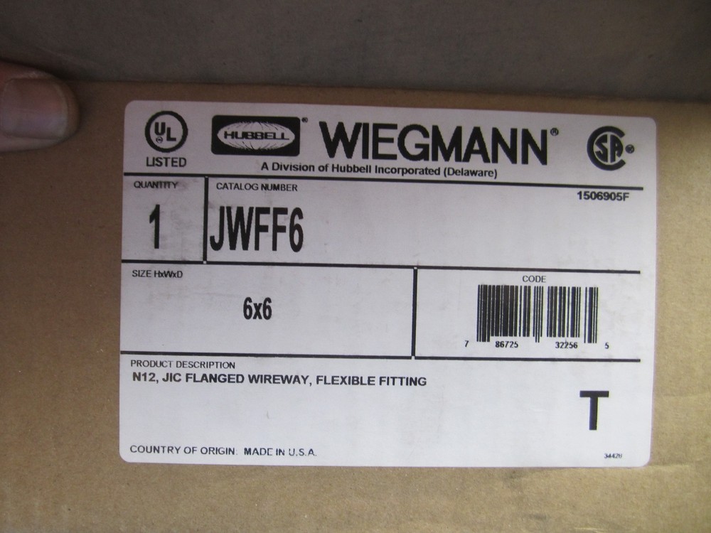 NEW Hubbell-Wiegmann JWFF6 FITTING FLEXIBLE FITTING 6SQ