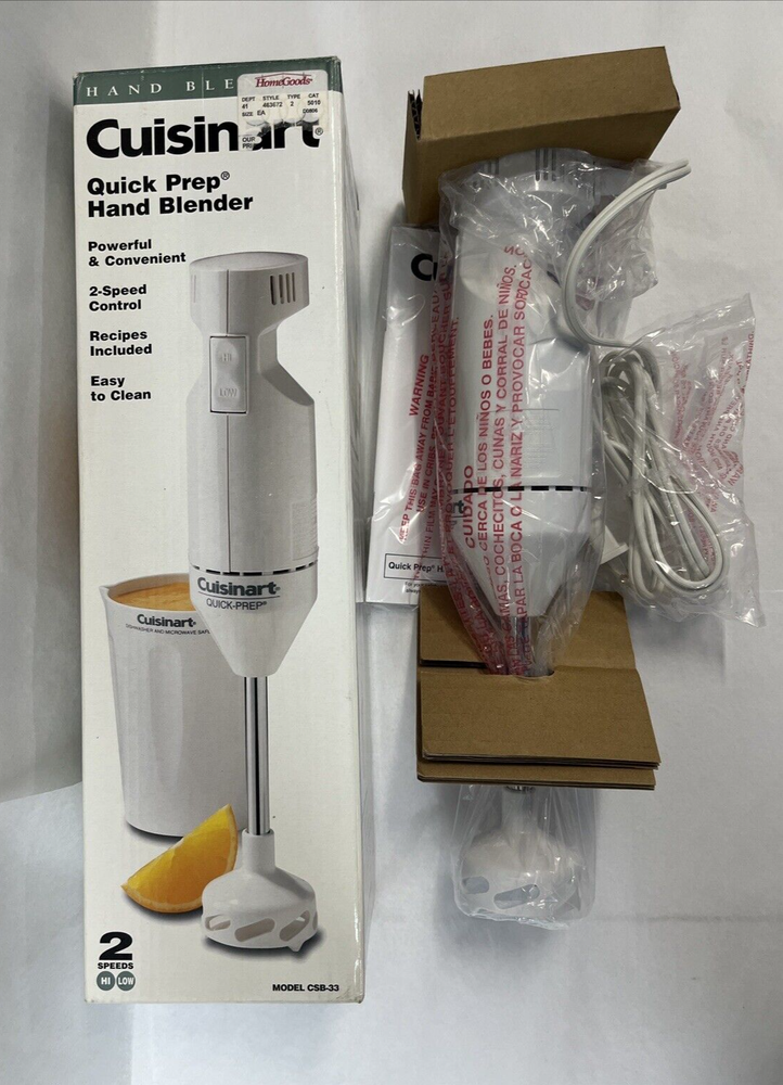 Cuisinart Quick Prep Hand Blender Model CSB-33 - 2-Speed HI/LOW NIB