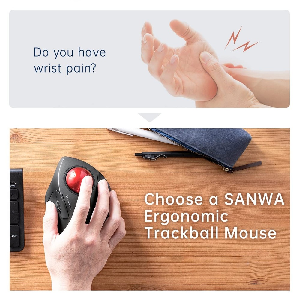 Wired Ergonomic Trackball , Optical Rollerball Mice, Programmable Silent Butt...