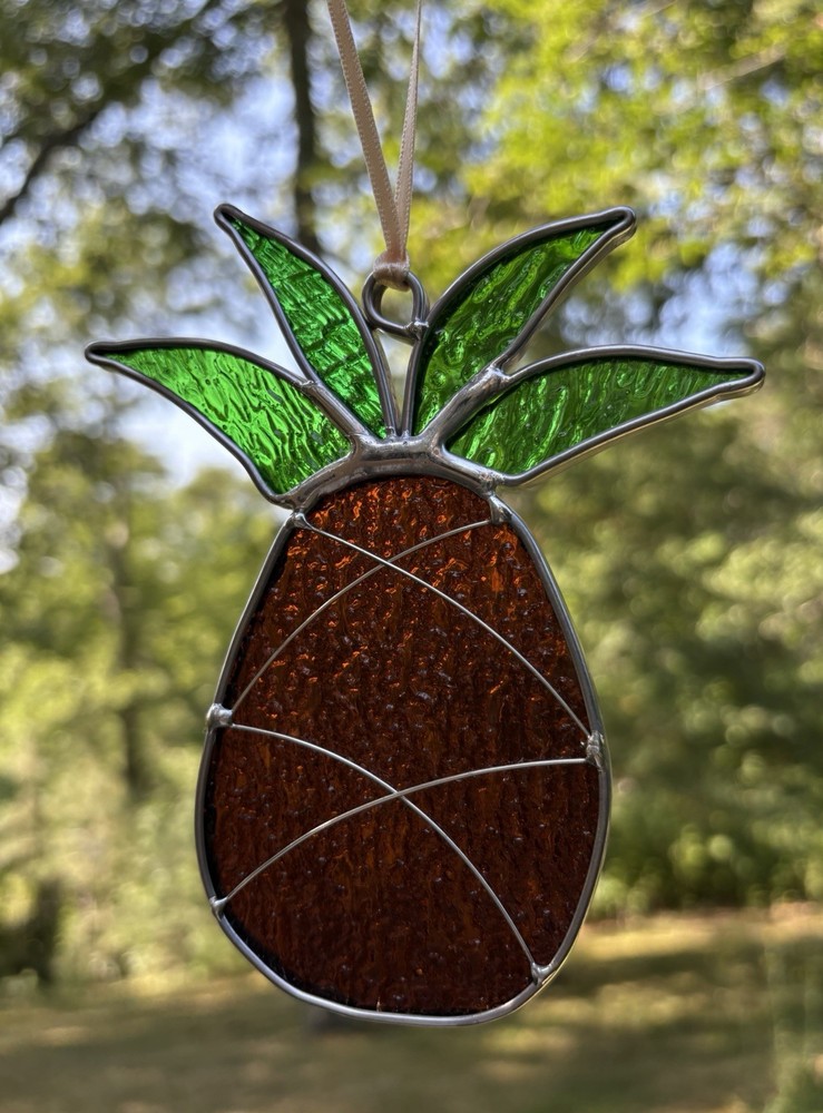 Stained Glass Pineapple Suncatcher Fruit Handcrafted
