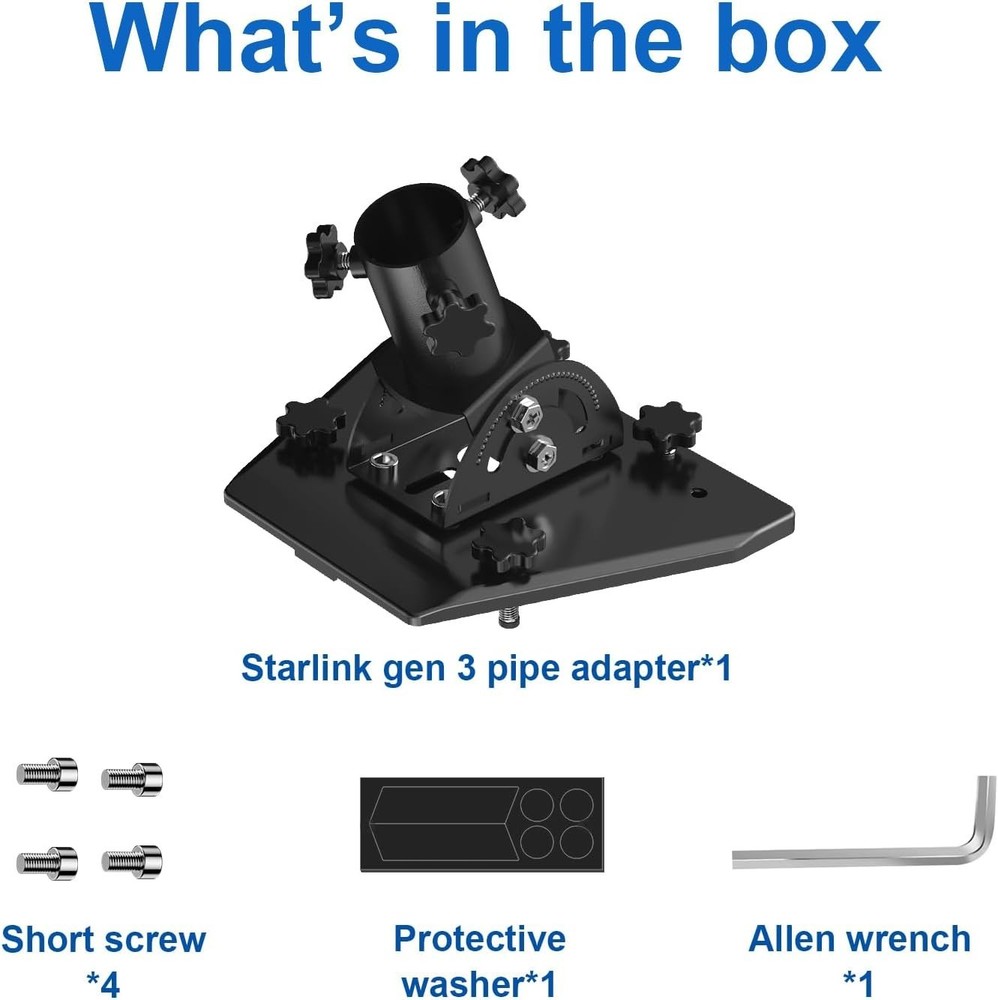 Starlink Gen 3 Pipe Adapter - Pole Mount Adjustable Adapter