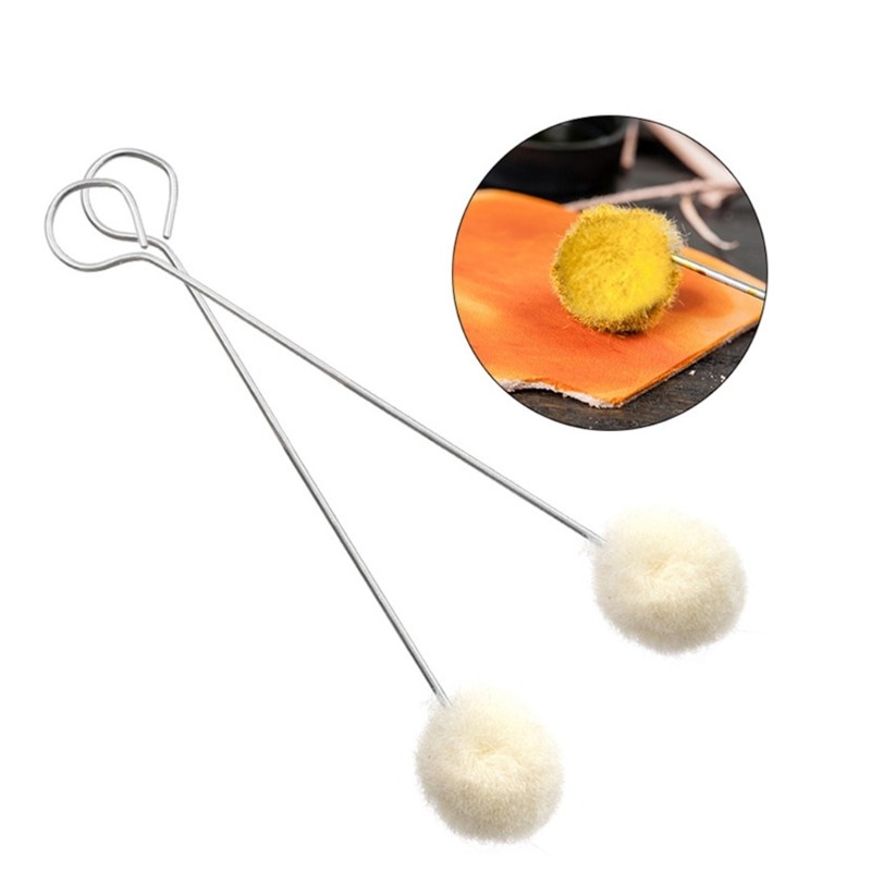 10Pcs DIY Projects Metal Handle Wool Ball Brush Leather Dyeing Tool