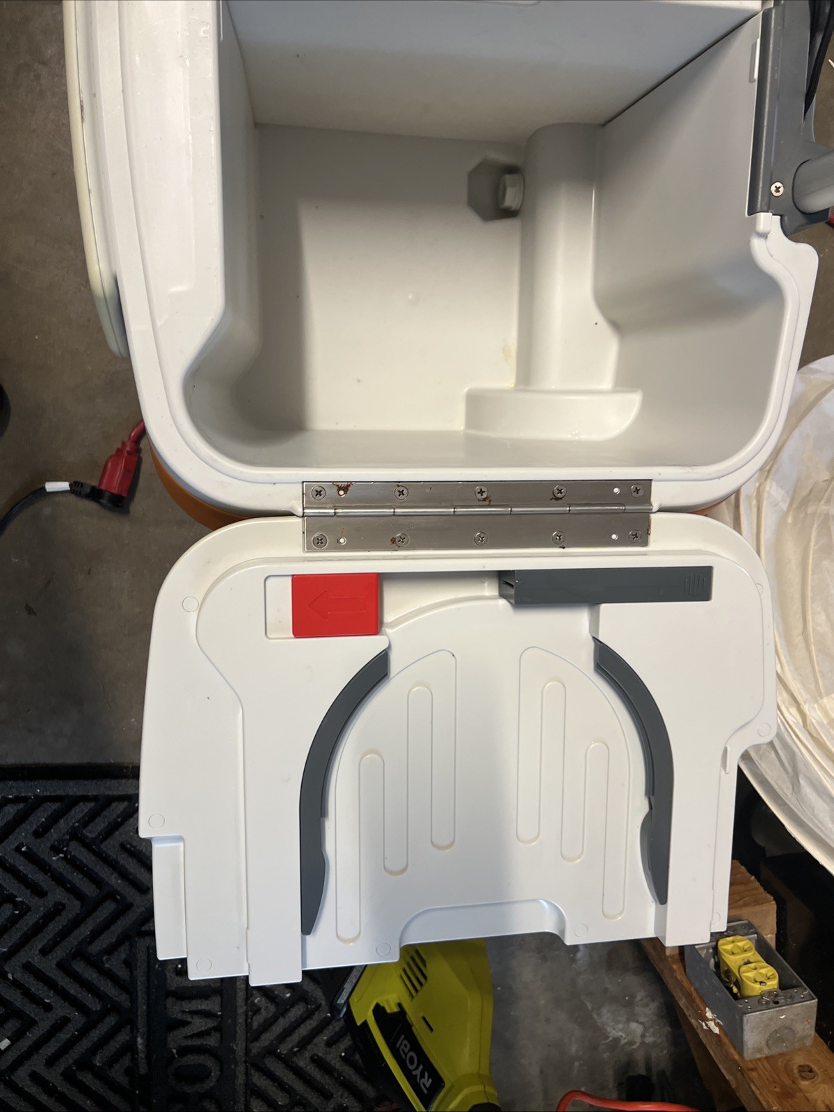 COOLEST COOLER Orange with Plates, Blender, Knife, Charger - See Notes