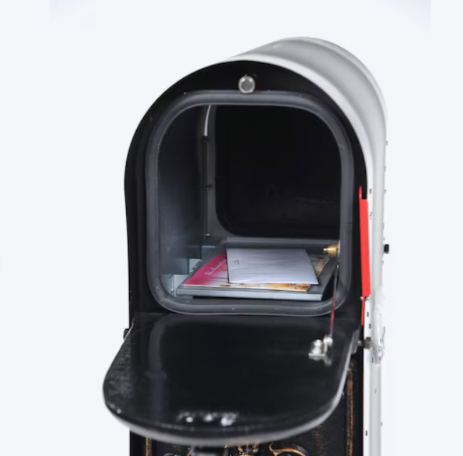 Decorative Cast Aluminum Mailbox Lockable Vault Column 2 Door "Brick In" Black