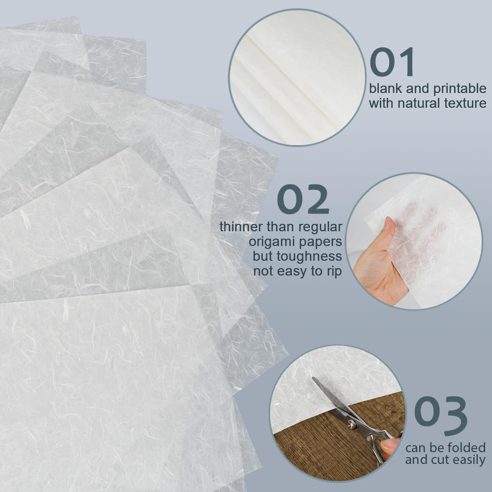 50 Sheets A4 Mulberry Paper for Decoupage � Washi Rice Paper for Crafts DIY