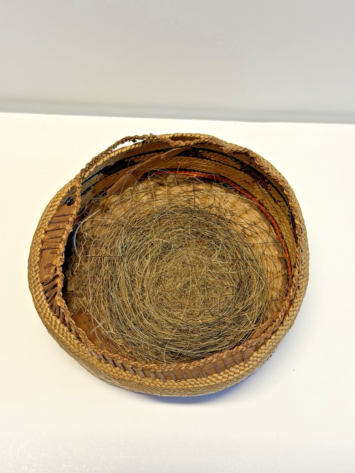 Antique Native American Indian Makah Lidded Woven Basket; Late 1890's; Lot #G7