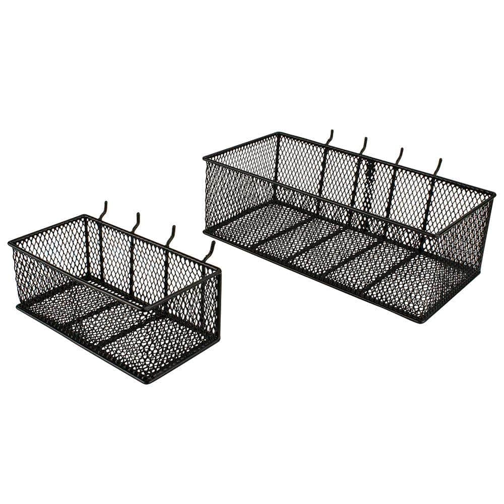 Steel Mesh Pegboard Basket in Black(2-Pack)