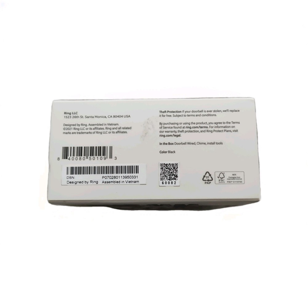 Ring Wired Doorbell Camera + Chine