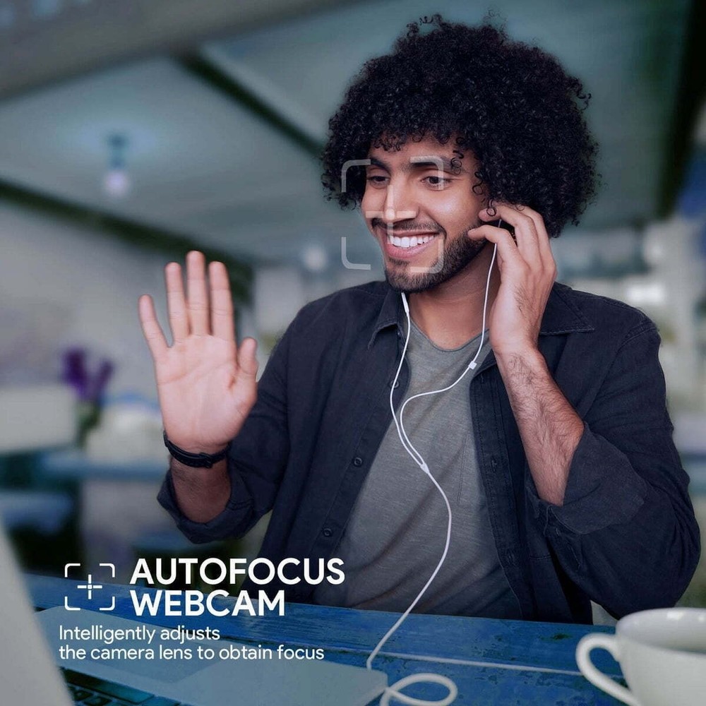 Full HD Plug & Play 1080P Autofocus Webcam Web Camera w/ Microphones for PC Mac