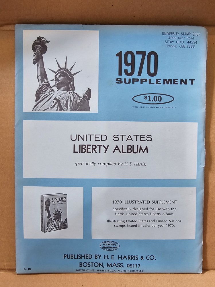 1970 H. E. Harris Liberty United States & UN Stamp Album Supplement Pages NOS