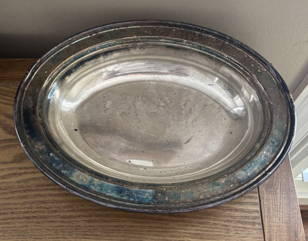Antique Silver Plate Serving Dish Platter  Oval 10”x8”x1”