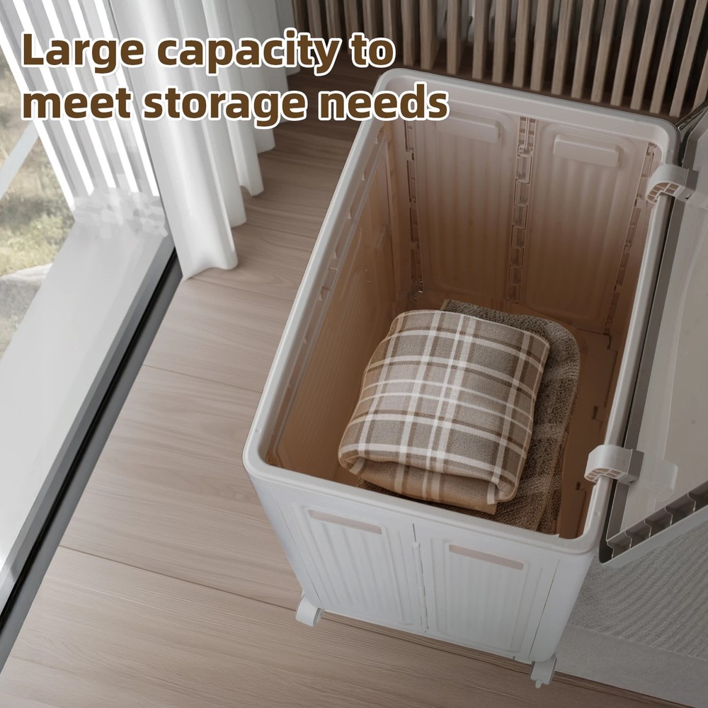 Foldable Storage Box with 360° Wheels Large Capacity Dustproof & Storage Cabinet