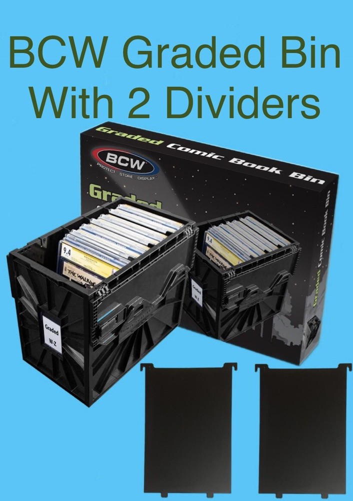 2 BCW Graded Comic Book Storage Plastic Bin Box With 4 Dividers