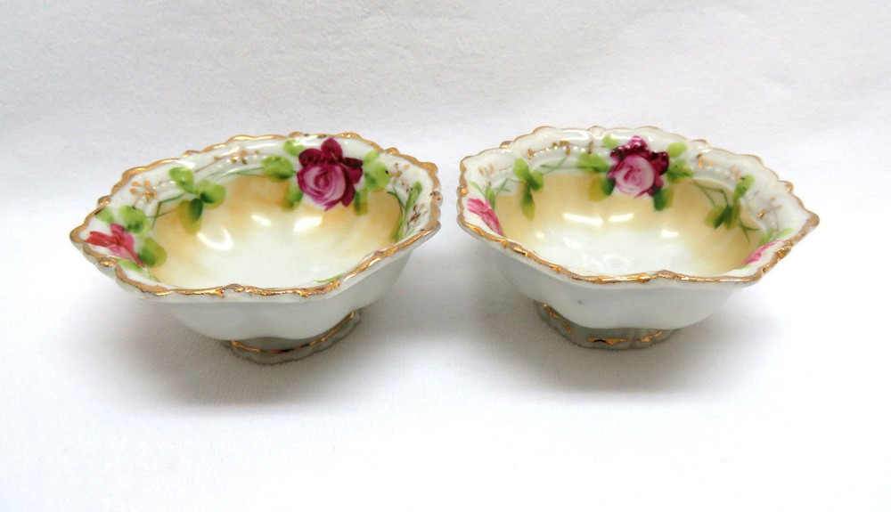 2 Nippon Porcelain Footed Open Salt Cellars