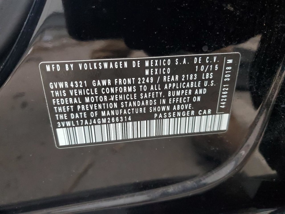 JETTA 2016 Glove Box 4984618