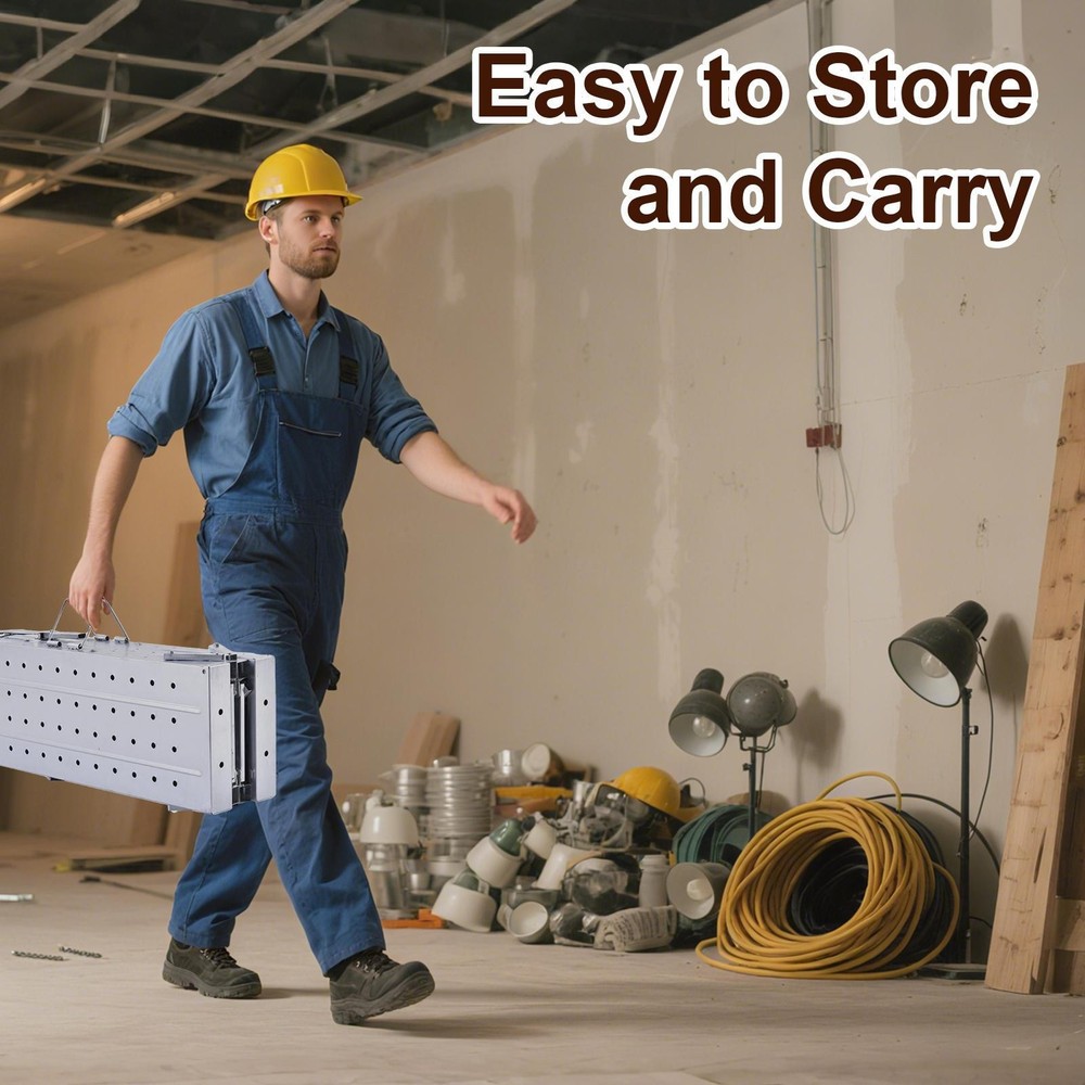 140 X 25cm Folding Scaffolding Platform Work Bench Scaffold Adjustable Height-
