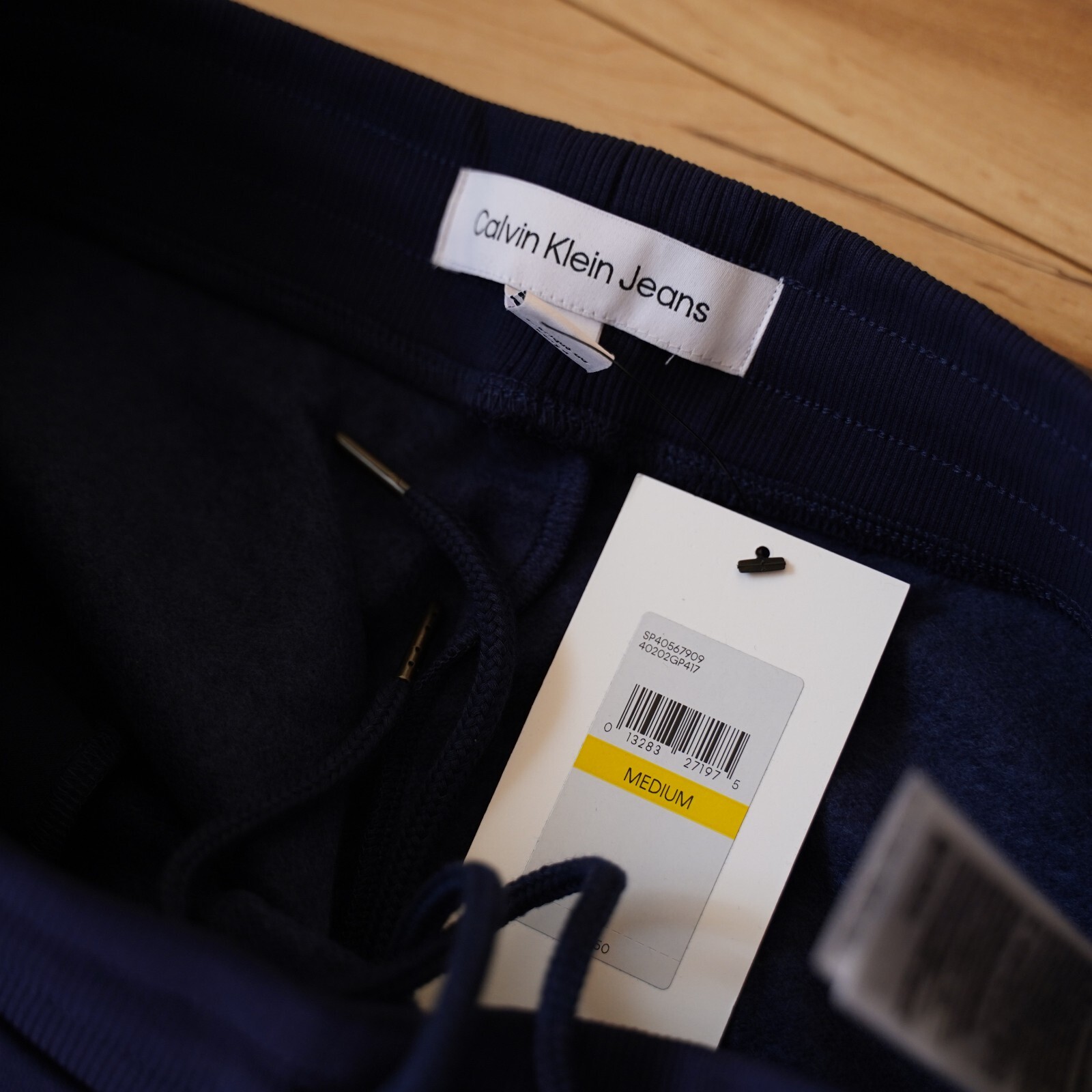 Calvin Klein Jeans Mens Blue/ Grey Monogram Logo Fleece Jogger Sweatpants