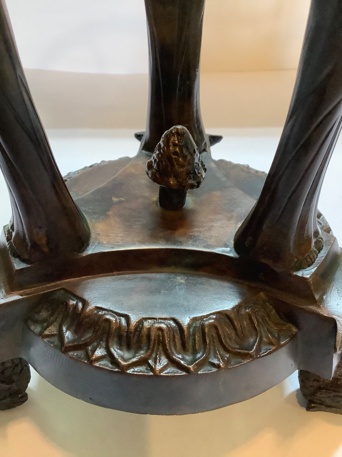 Nouveau Neoclassical Bronze Three Graces Centerpiece Orb or Bowl Stand Koi Feet