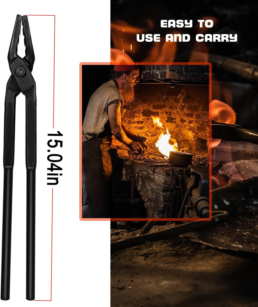 Blacksmith Tongs Wolf Jaw Blacksmithing Tool for Beginner & Professional Blacksm