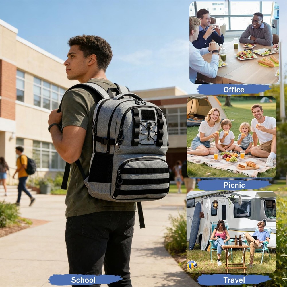 Laptop Lunch Backpack for Men - 40L Large Capacity Work Backpack with Lunch C...