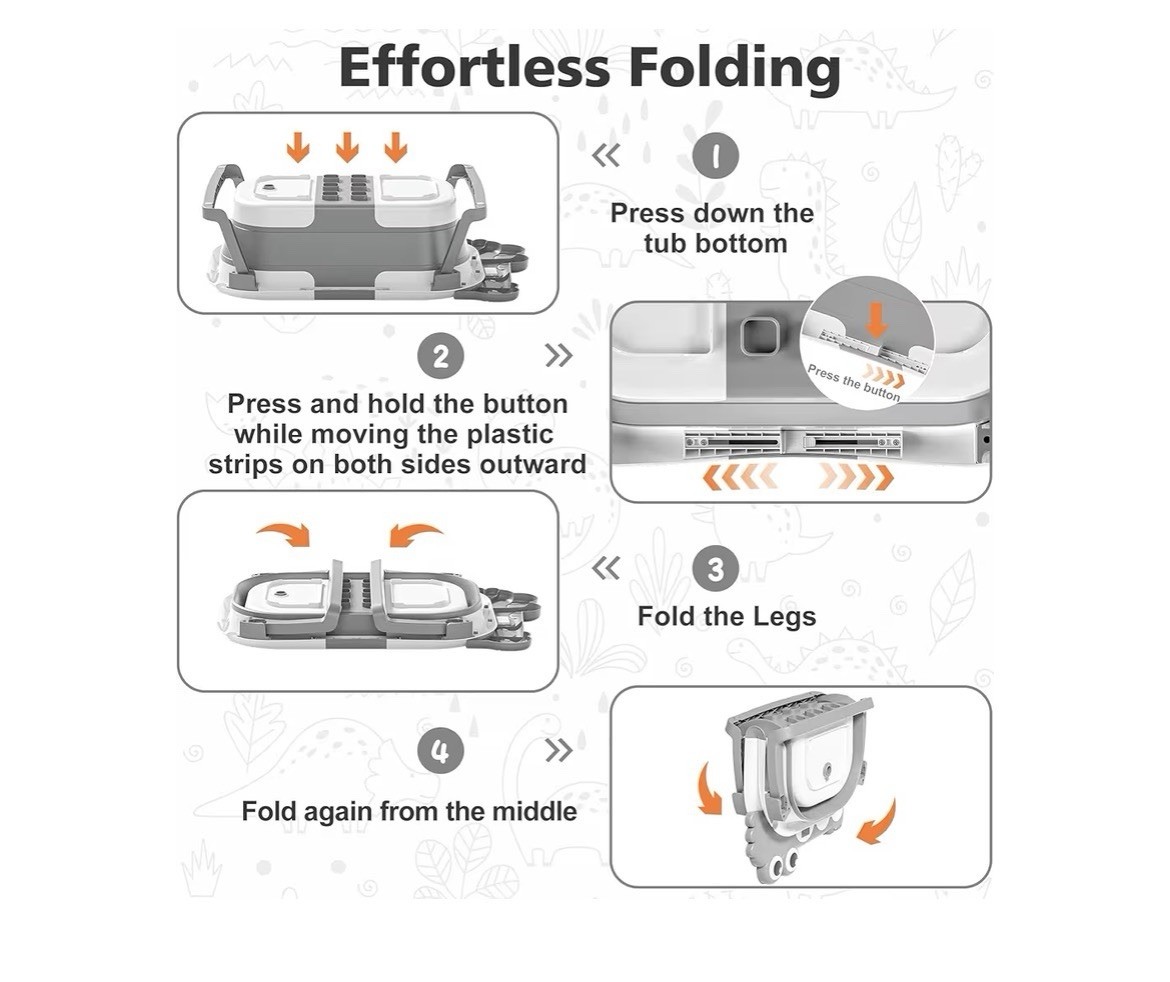 Collapsible Baby Bath Tub with Soft Cushion& Real-Time Thermometer,0-36 Months