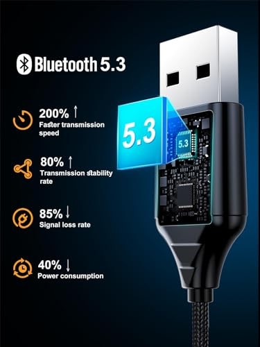 Aux to Bluetooth Receiver for Car, Bluetooth Aux Adapter with USB to 3.5mm