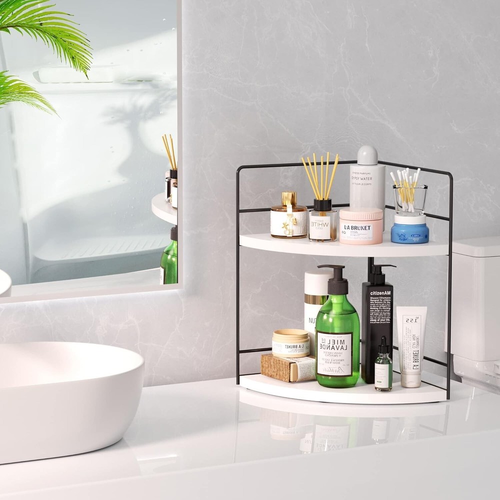Compact 2-Tier Corner Skincare Organizer - Stylish Makeup Storage Solution