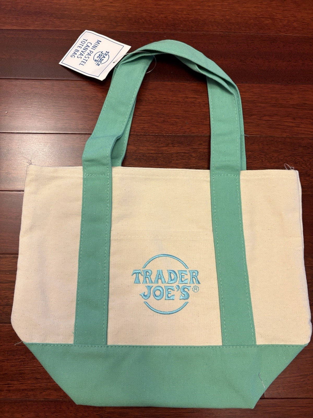 2026 NEW!! Trader Joe’s Mini Pastel Canvas Tote Bag (Green/Mint)