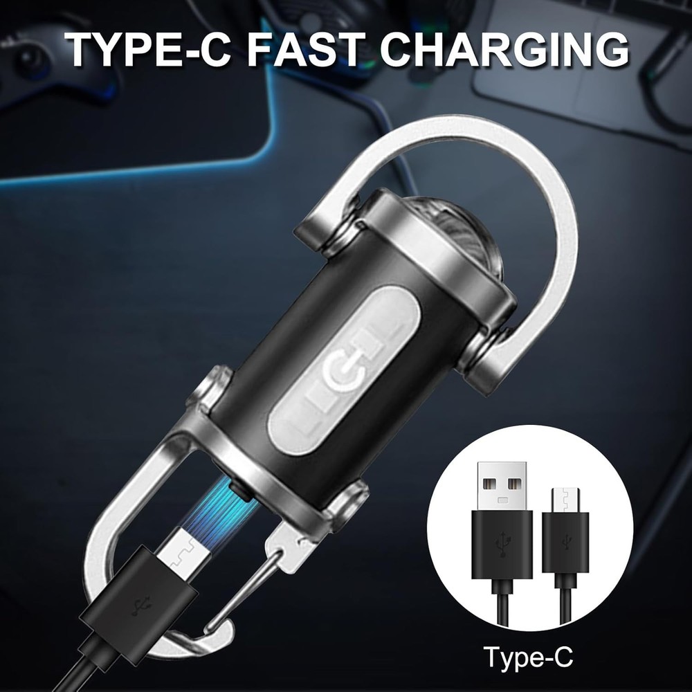 2 Pack Rechargeable Keychain Flashlights, EDC Mini Keychain Flashlight 6 Light M