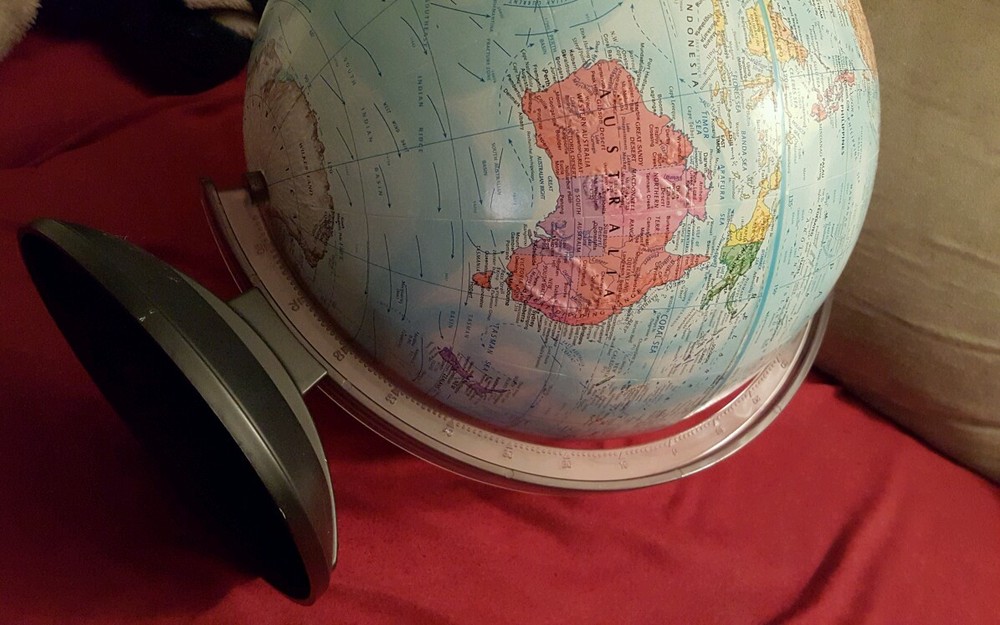 GLOBEMASTER 12" WORLD GLOBE w/ Raised Relief, smoke grey plastic base