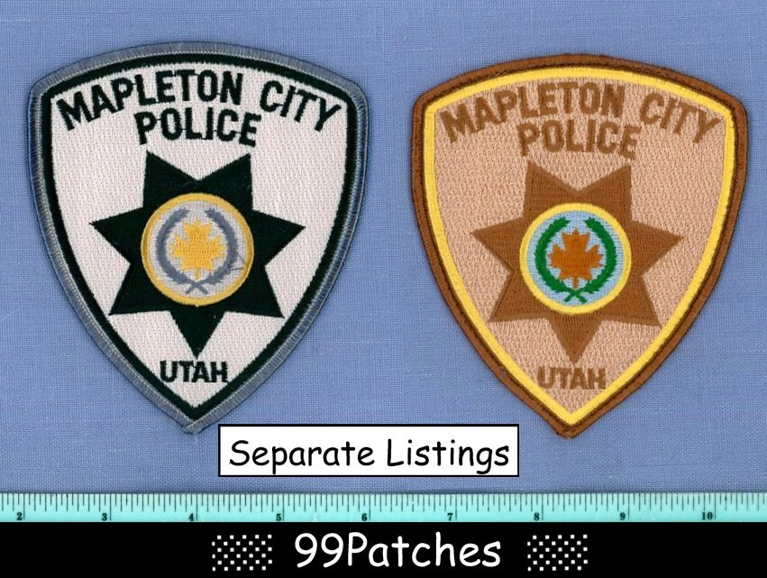 MAPLETON CITY (Grey Gold) UTAH Police Shoulder Patch MAPLE TREE LEAF 2B