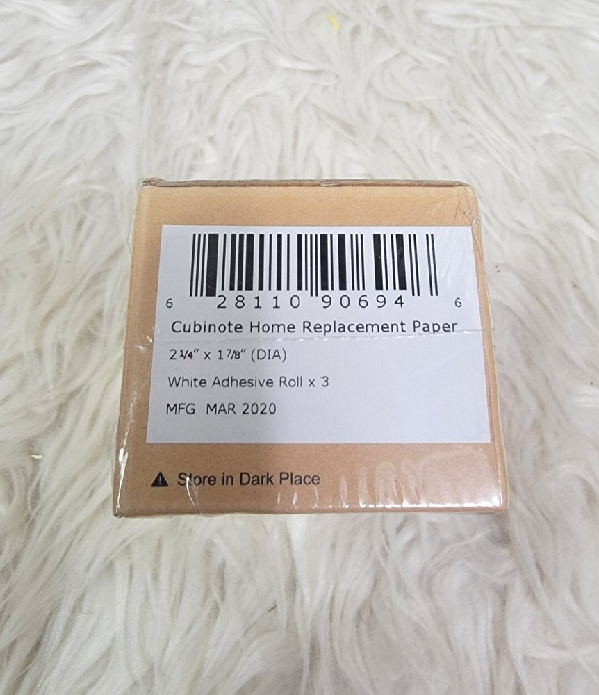 3 Rolls Cubinote Memoird Messenger Printer Replacement Paper White Adhesive