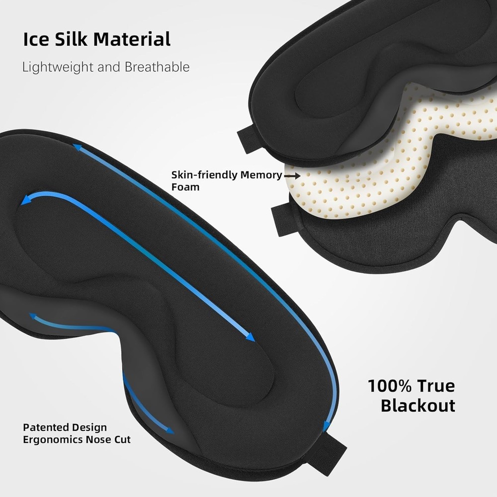 Ultimate Light Blocking Sleep Mask - Zero Eye Pressure with Adjustable Strap