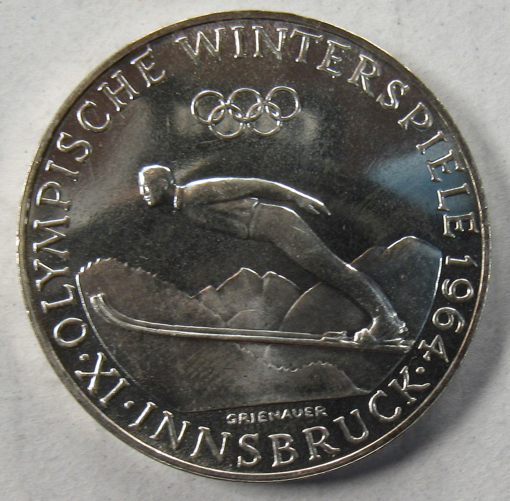 Winter Olympics 1964 Austria  50 Shilling .900 Silver Proof